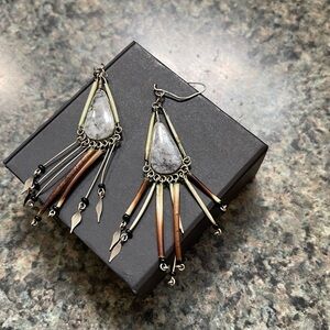 Bohemian Dangle Earrings with Stone Accent